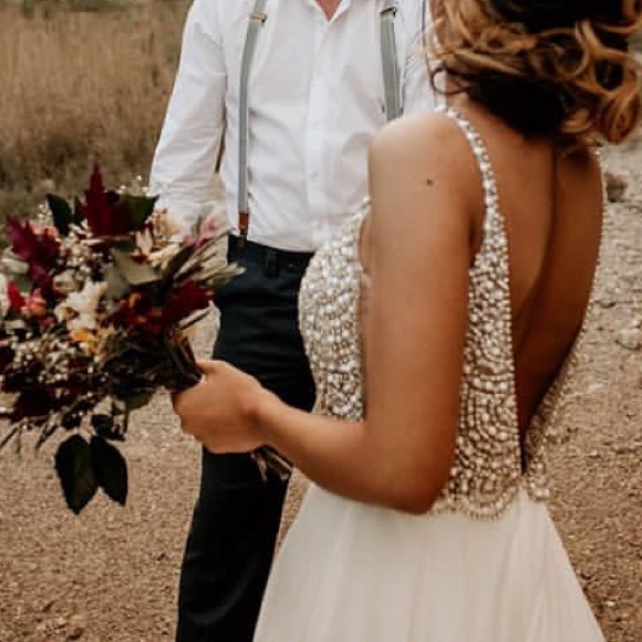 💙 True Love White Beaded Rhinestone Maxi Dress - Picture 7 of 16